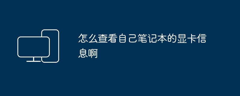 2024年怎么查看自己笔记本的显卡信息啊