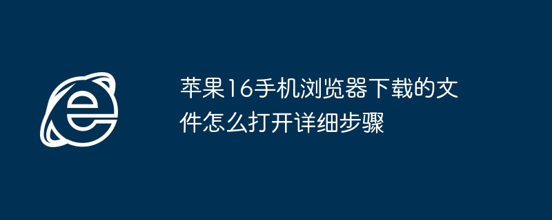 苹果16手机浏览器文件打开教程-苹果16手机浏览器下载文件打开步骤