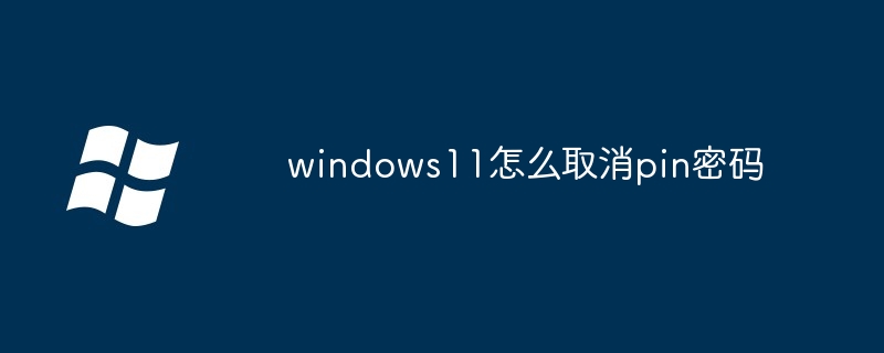 Windows11取消PIN密码教程