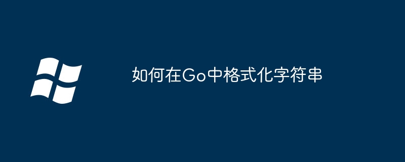 2024如何在Go中格式化字符串