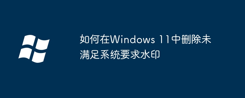 2024如何在Windows 11中删除未满足系统要求水印