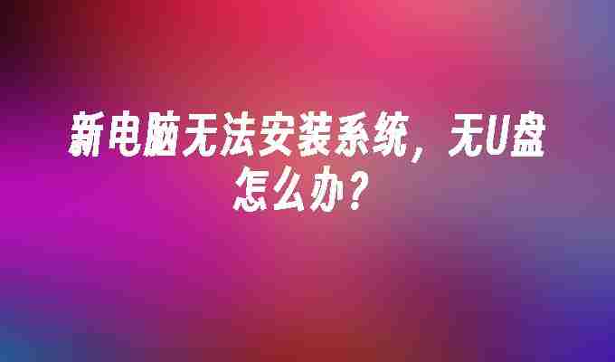 2024新电脑无法安装系统，无U盘怎么办？