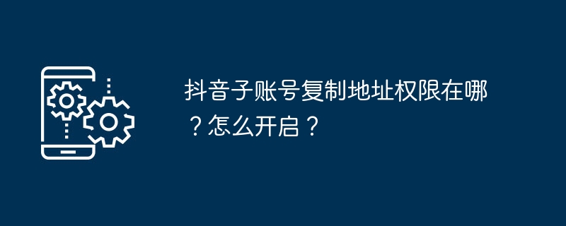 2024抖音子账号复制地址权限在哪？怎么开启？