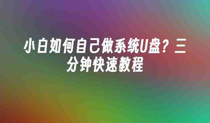 2024小白如何自己做系统U盘？三分钟快速教程