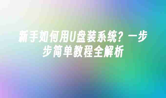 2024新手如何用U盘装系统？一步步简单教程全解析