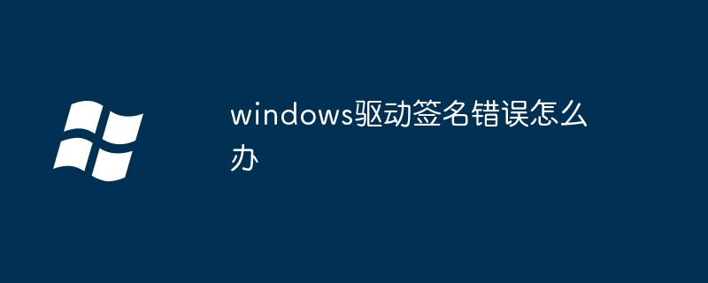 2024windows驱动签名错误怎么办