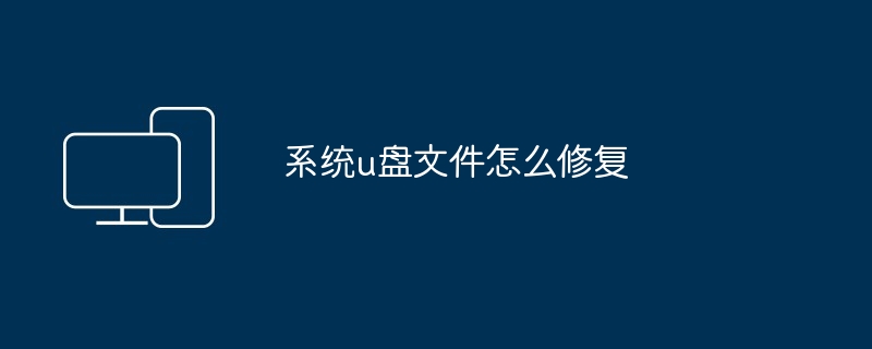 2024系统u盘文件怎么修复