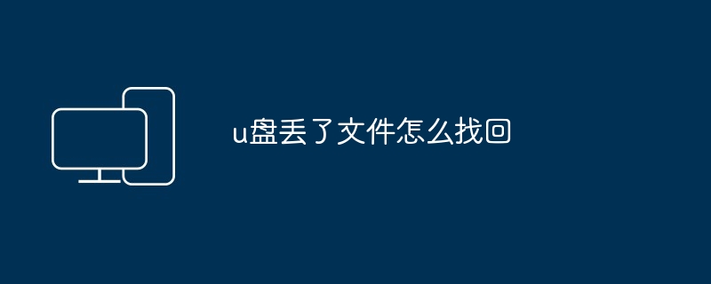 2024u盘丢了文件怎么找回