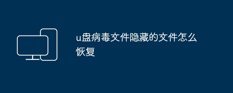 2024u盘病毒文件隐藏的文件怎么恢复