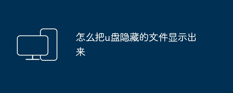 2024怎么把u盘隐藏的文件显示出来