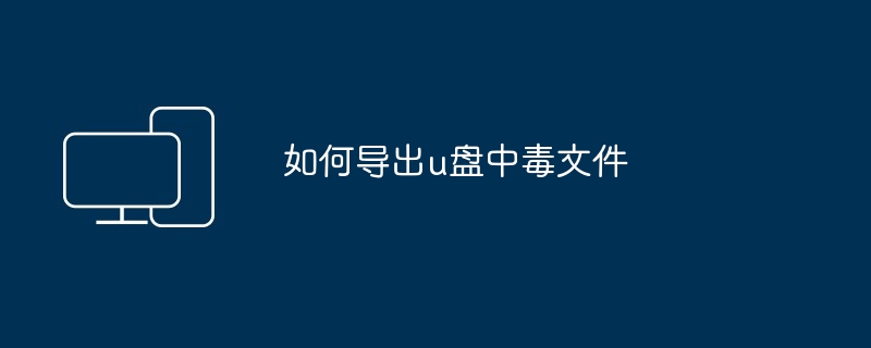 2024如何导出u盘中毒文件