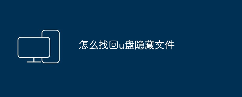 2024怎么找回u盘隐藏文件