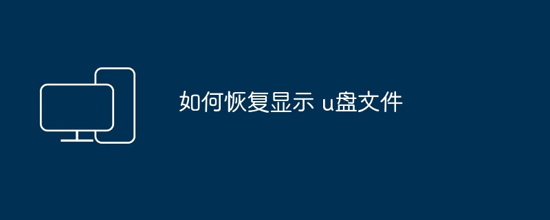 2024如何恢复显示 u盘文件