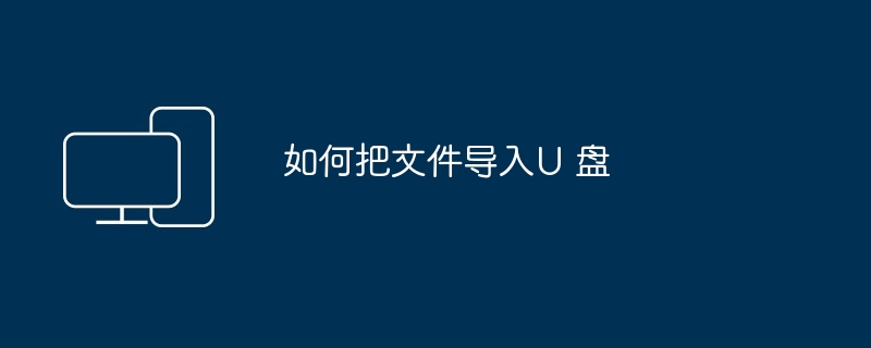 2024如何把文件导入U 盘