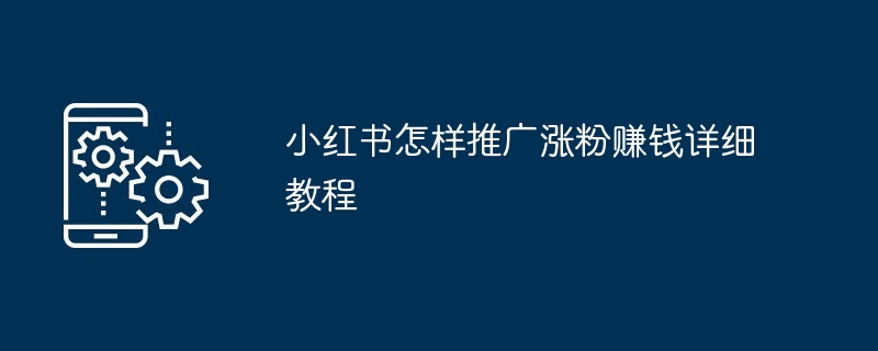 2024小红书怎样推广涨粉赚钱详细教程