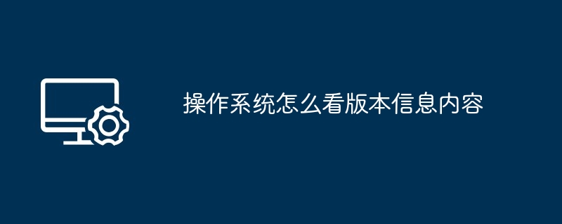 2024操作系统怎么看版本信息内容