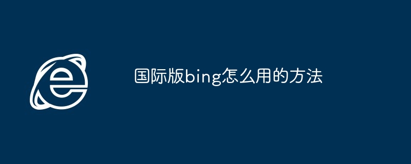 2024国际版bing怎么用的方法