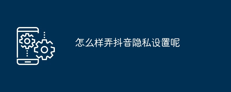 怎么样弄抖音隐私设置呢