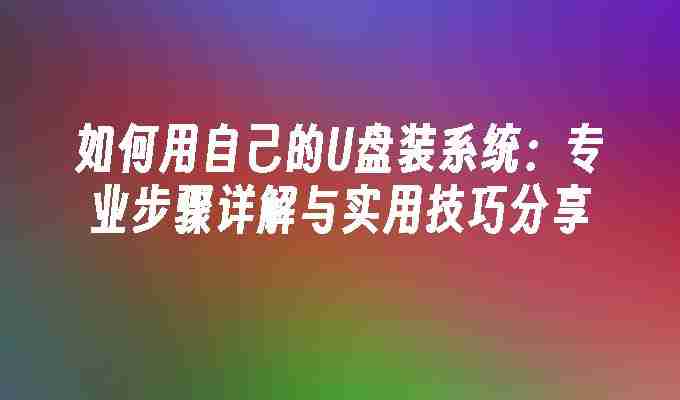 2024年如何用自己的U盘装系统：专业步骤详解与实用技巧分享