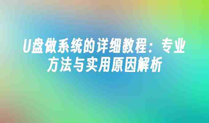 2024年U盘做系统的详细教程：专业方法与实用原因解析