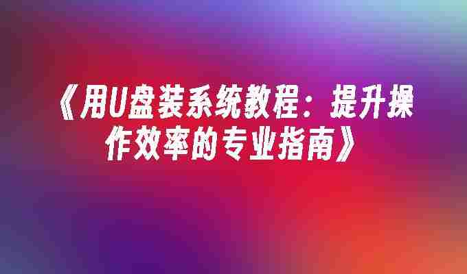 2024年《用U盘装系统教程：提升操作效率的专业指南》