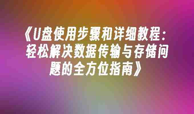 2024年《U盘使用步骤和详细教程：轻松解决数据传输与存储问题的全方位指南》