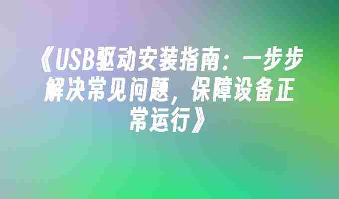 2024年《USB驱动安装指南：一步步解决常见问题，保障设备正常运行》