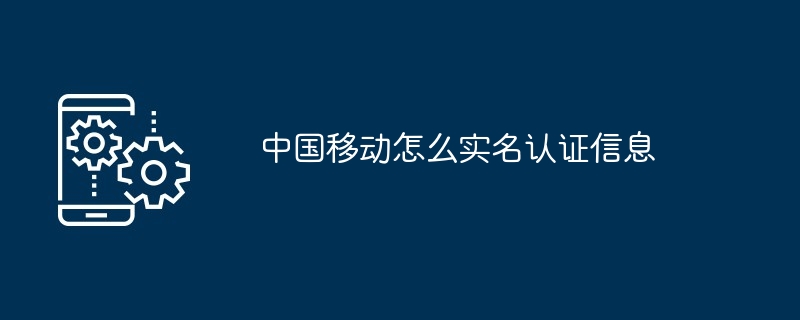 2024年中国移动怎么实名认证信息