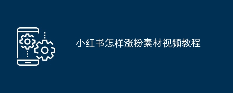 2024年小红书怎样涨粉素材视频教程