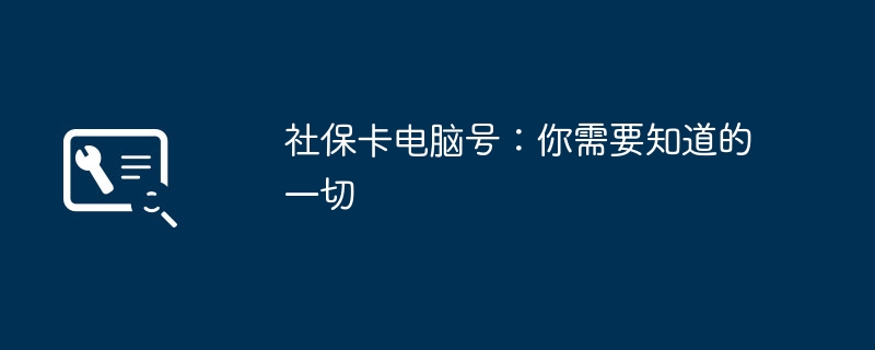 2024年社保卡电脑号：你需要知道的一切