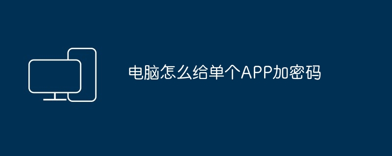 2024年电脑怎么给单个APP加密码