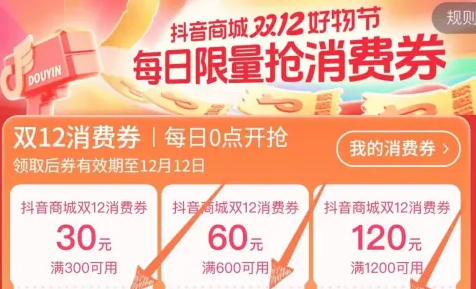 2024年抖音2024双12购物优惠券在哪领