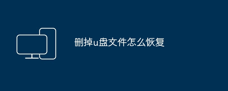 2024年删掉u盘文件怎么恢复