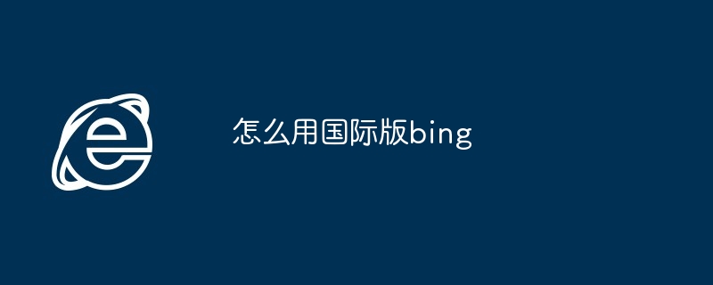 2024年怎么用国际版bing