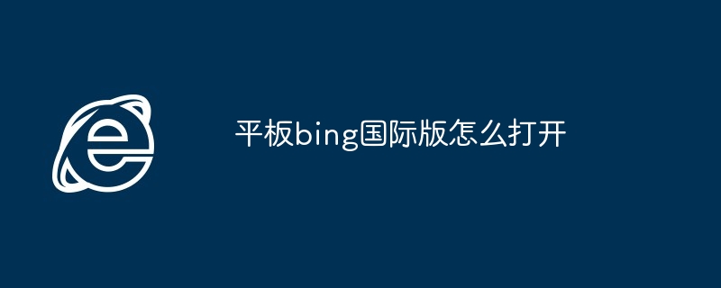 2024年平板bing国际版怎么打开