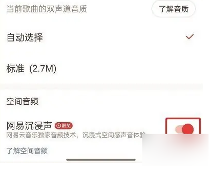 2024年网易云音乐如何开启沉浸声