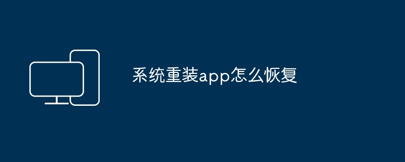 2024年系统重装app怎么恢复