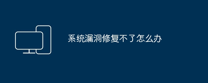 2024年系统漏洞修复不了怎么办