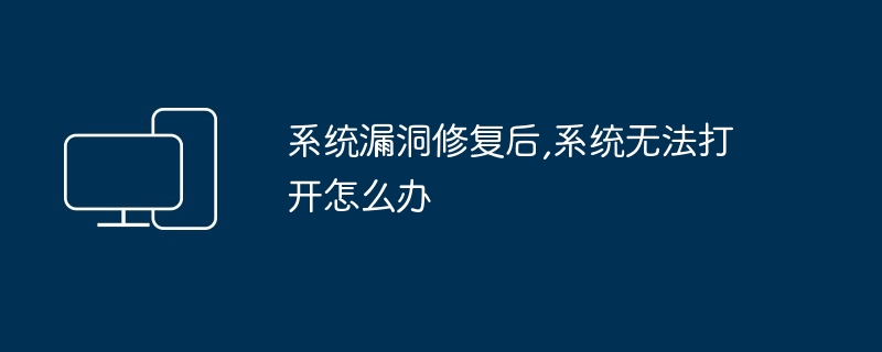 2024年系统漏洞修复后,系统无法打开怎么办