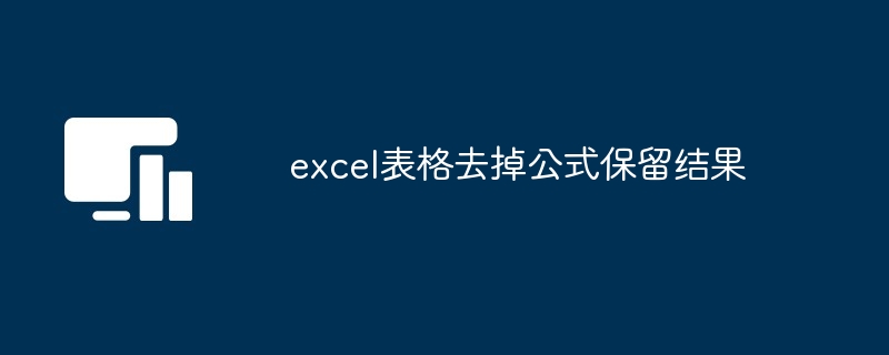 2024年excel表格去掉公式保留结果