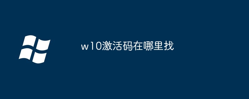 2024年w10激活码在哪里找