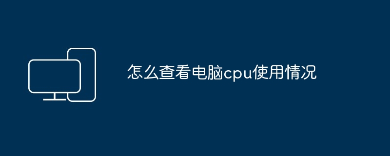 2024年怎么查看电脑cpu使用情况