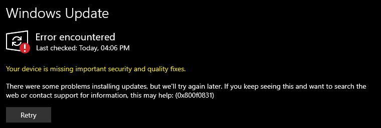 2024年Win10 kb5012599错误提示0x800f0831怎么办 Win10 kb5012599错误提示0x800f0831的解决方法