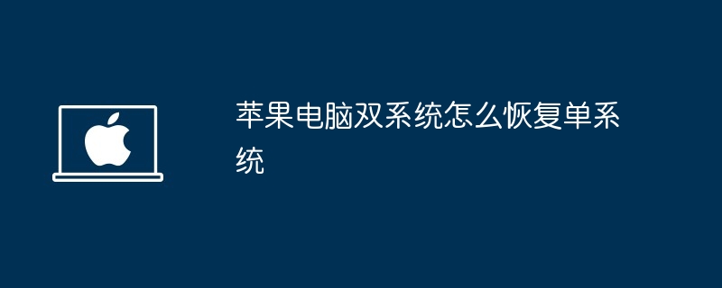 2024年苹果电脑双系统怎么恢复单系统