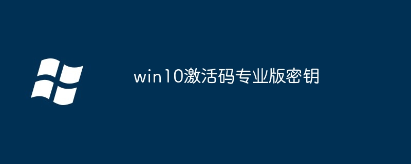 2024年win10激活码专业版密钥