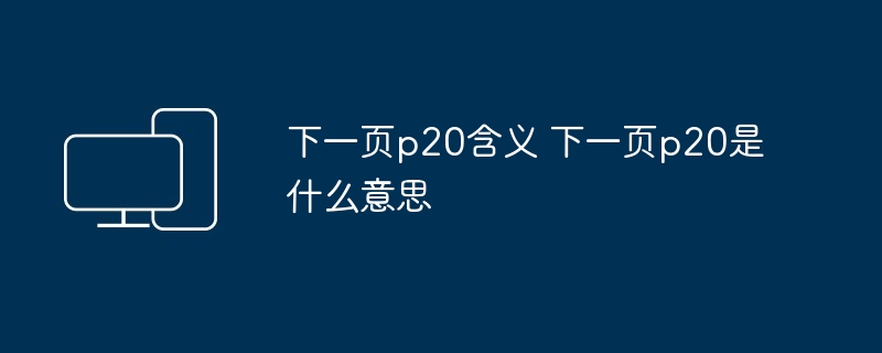 2024年下一页p20含义 下一页p20是什么意思