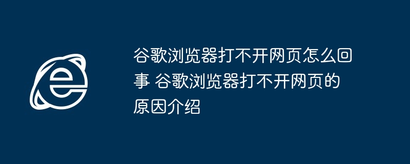 2024年谷歌浏览器打不开网页怎么回事 谷歌浏览器打不开网页的原因介绍